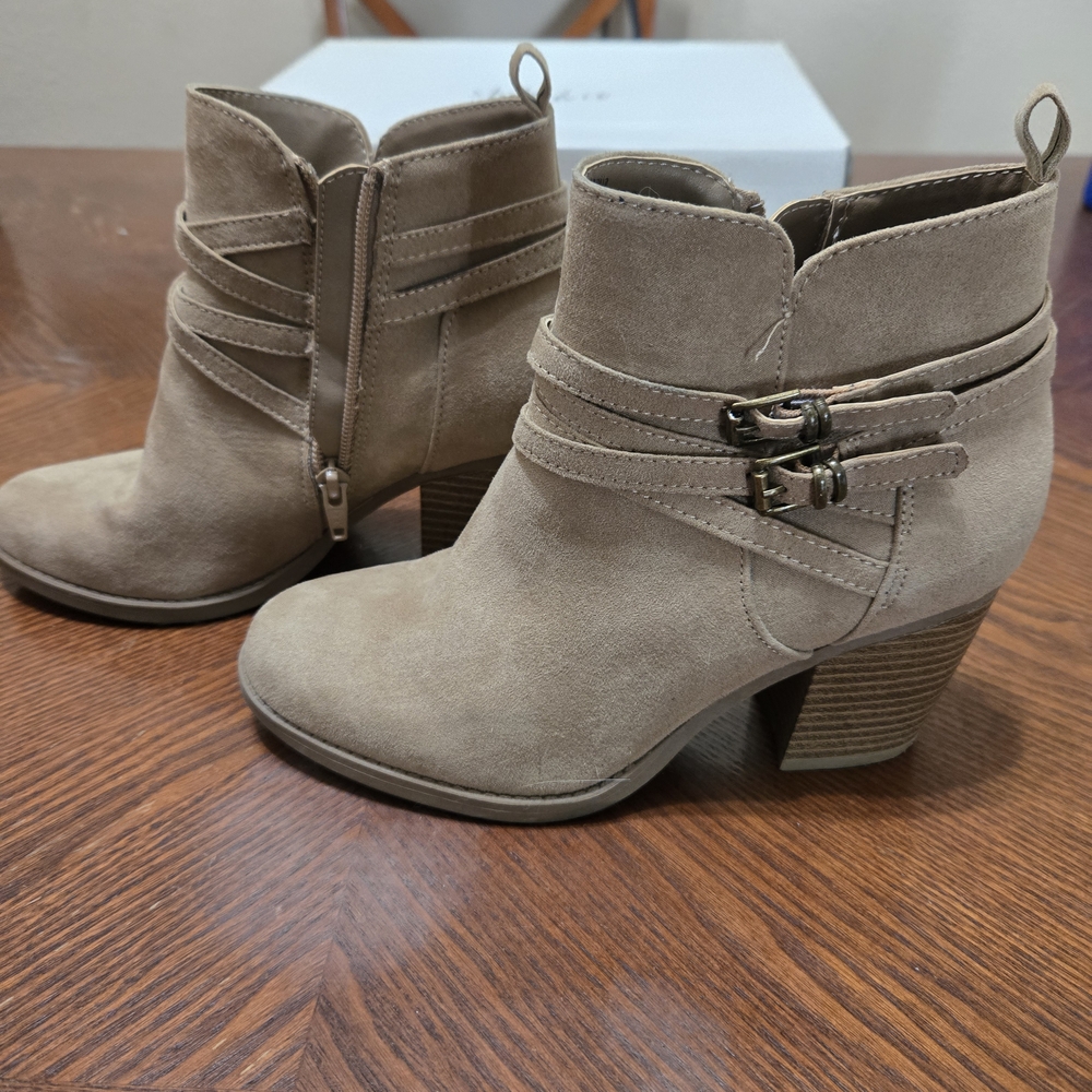 Style & Co. Beige Ankle Boots with Double Buckle